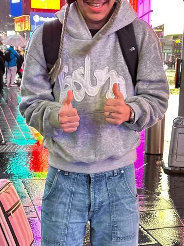 Patch Print Pocket Hoodie Sweatshirts - Image 2