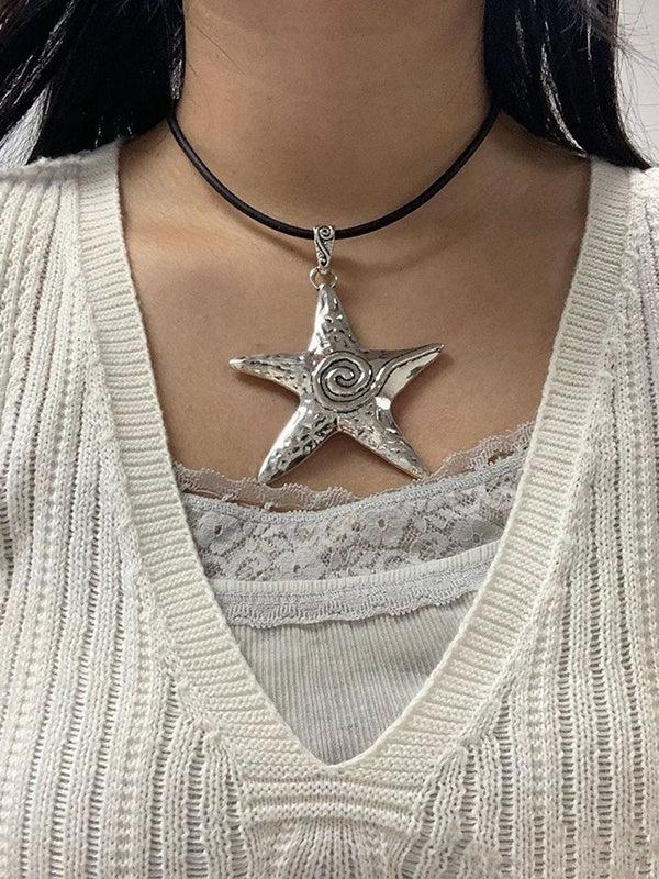 Pentagram Heart Crystal Pendant Necklace - Image 2