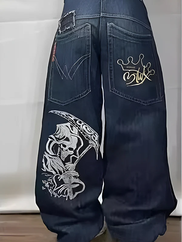Personalized Pattern Loose Straight Fit Boyfriend Jeans - Image 2