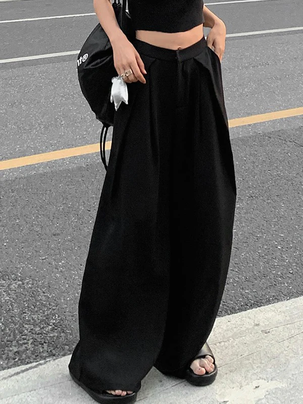 Pleated Baggy Black Tailored Pants - Image 2