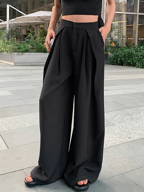Pleated Baggy Black Tailored Pants - Image 3
