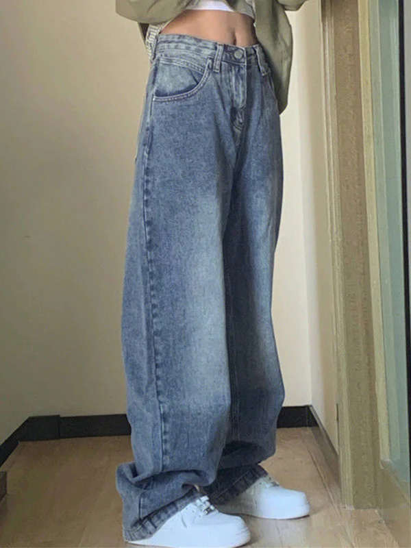 Pocket Design Blue Wash Boyfriend Jeans - Image 13