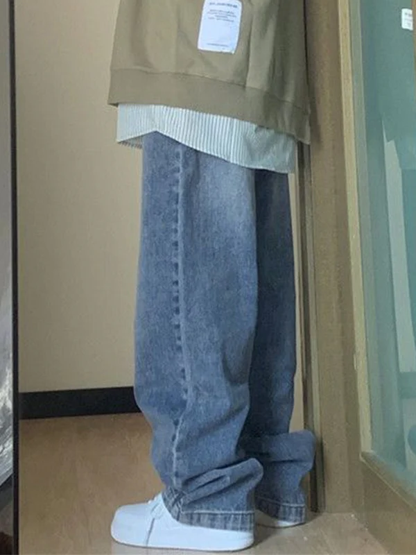 Pocket Design Blue Wash Boyfriend Jeans - Image 17