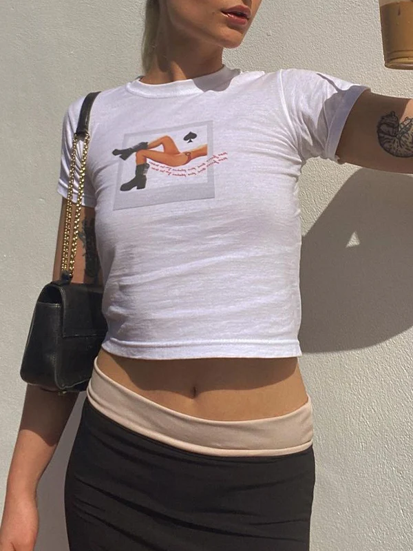 Poker White Baby Crop Top - Image 5