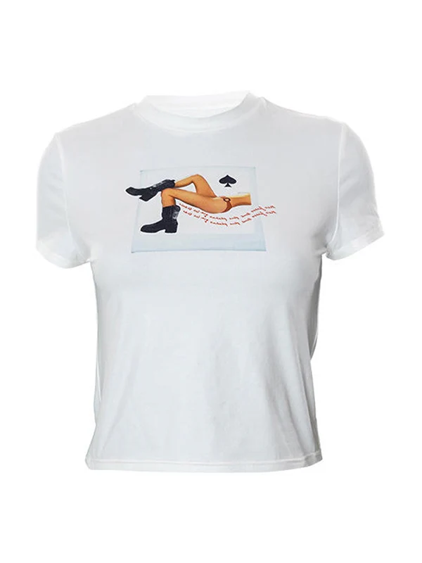 Poker White Baby Crop Top - Image 6