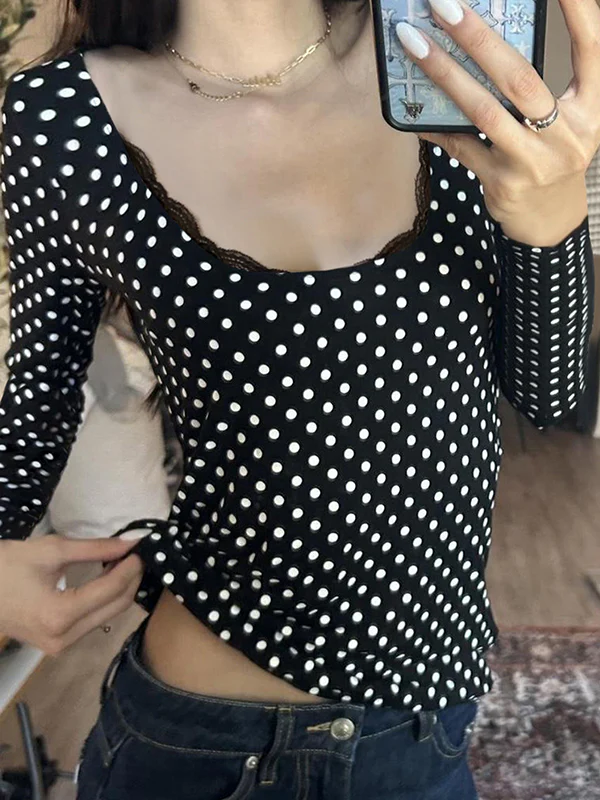 Polka Dot Print Casual Long Sleeve - Image 2