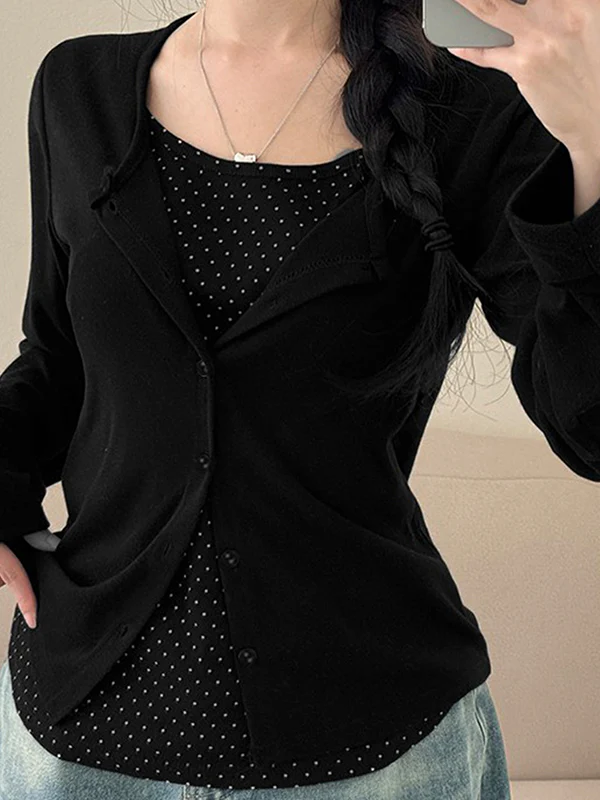 Polka Dot Print Long Sleeve Long Sleeve