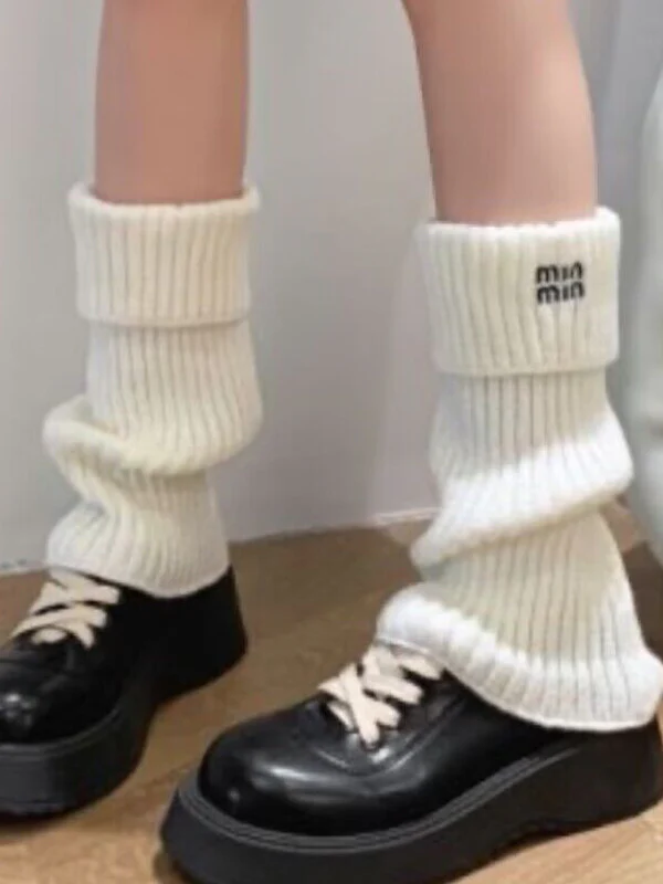 Preppy Letter Embroidery Print Leg Warmer - Image 14