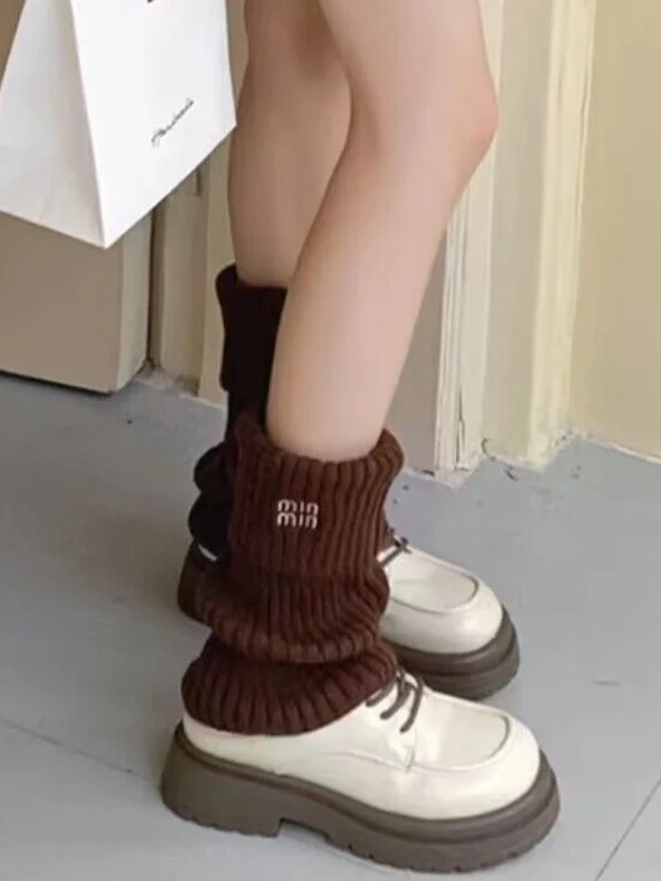 Preppy Letter Embroidery Print Leg Warmer - Image 20