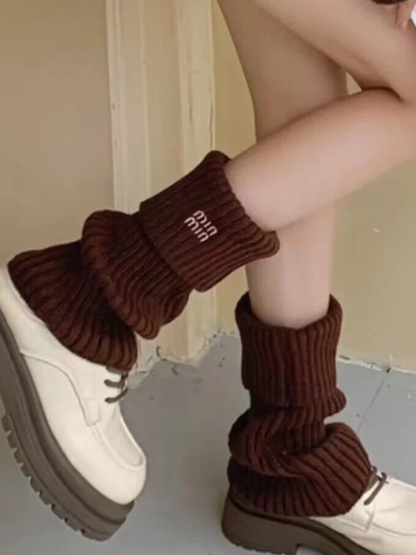 Preppy Letter Embroidery Print Leg Warmer - Image 21