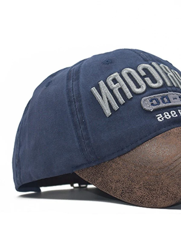 Pu Leather Paneled Embroidery Baseball Cap - Image 12