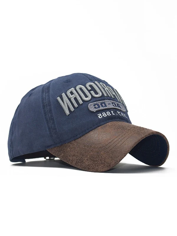 Pu Leather Paneled Embroidery Baseball Cap - Image 22