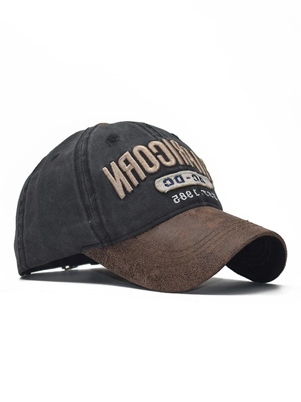 Pu Leather Paneled Embroidery Baseball Cap - Image 3
