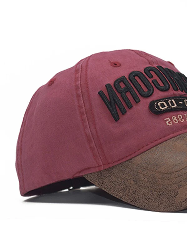 Pu Leather Paneled Embroidery Baseball Cap - Image 4