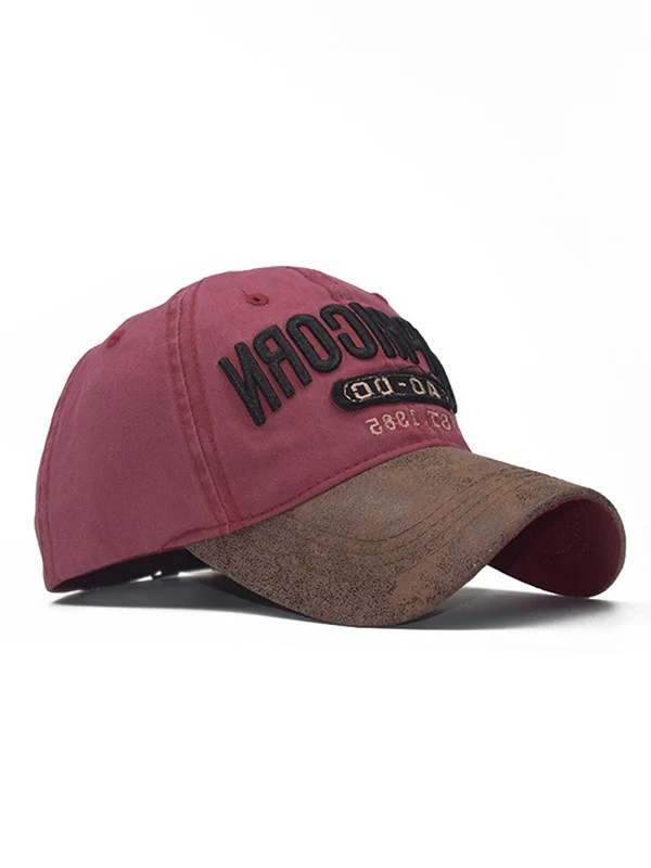 Pu Leather Paneled Embroidery Baseball Cap - Image 5