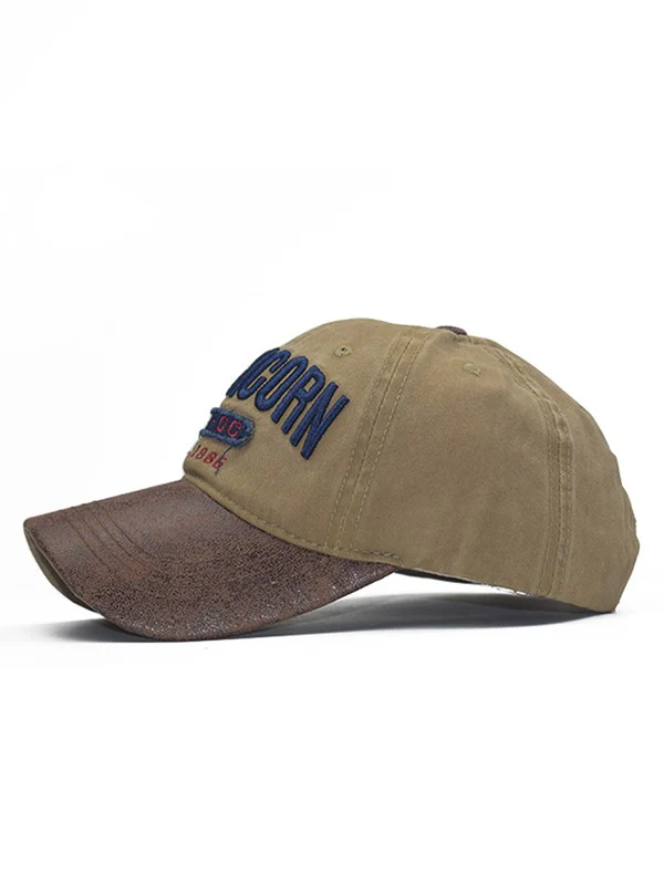Pu Leather Paneled Embroidery Baseball Cap - Image 9