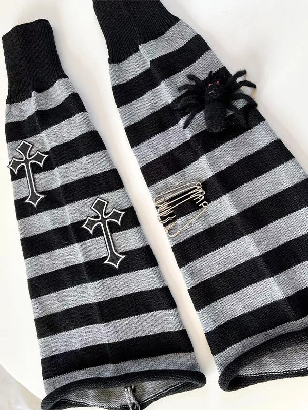Punk Cross Striped Leg Warmer - Image 2