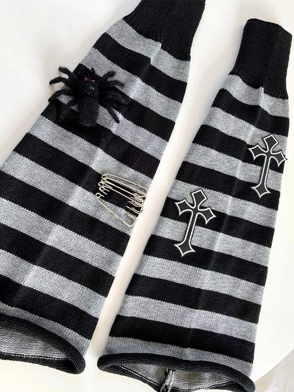 Punk Cross Striped Leg Warmer - Image 9