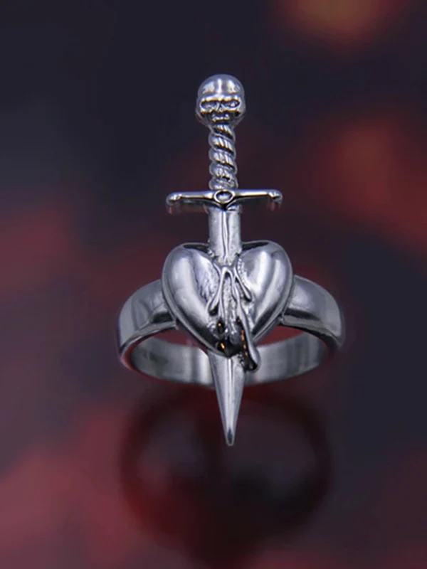Punk Dagger Heart Ring - Image 2