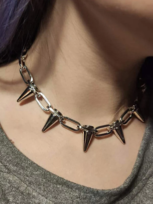 Punk Rivet Link Choker Necklace - Image 4
