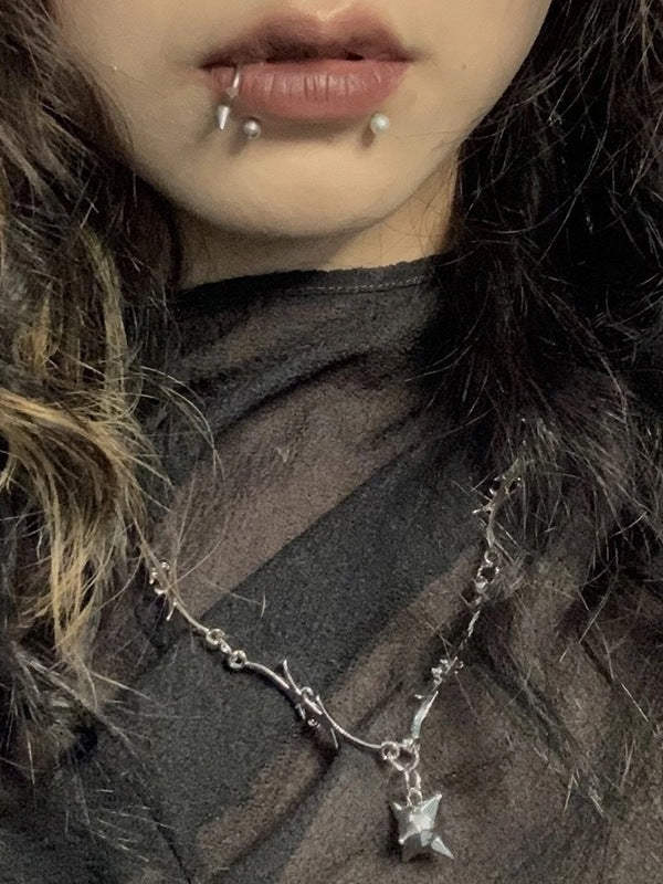 Punk Thorn Decor Silver Necklace - Image 5