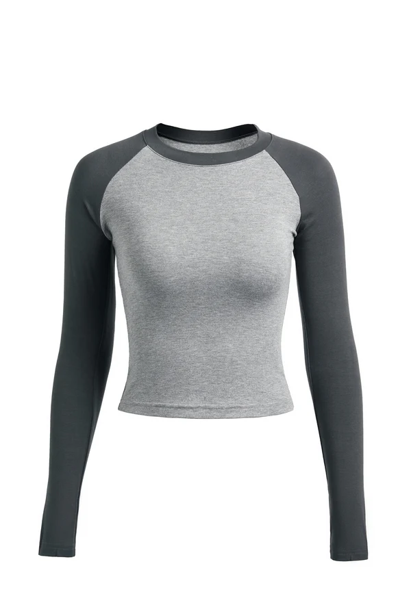 Raglan Sleeve Rib Crop Top