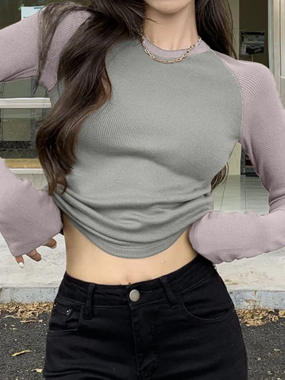 Raglan Sleeve Rib Crop Top - Image 27
