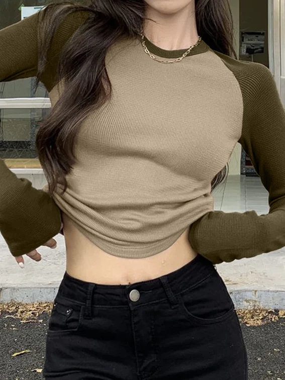 Raglan Sleeve Rib Crop Top - Image 34