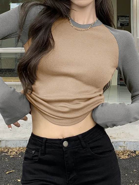 Raglan Sleeve Rib Crop Top - Image 46