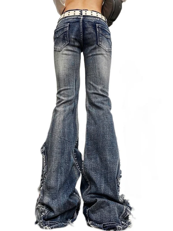 Raw Trim Splice Low Rise Flare Jeans - Image 10