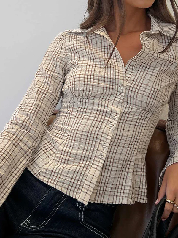 Retro Check Slim Fit Shirt Long Sleeves - Image 6