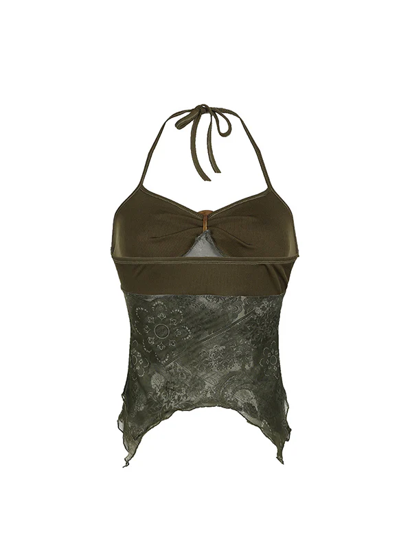 Retro Ethnic O-Ring Backless Halter Vest - Image 12
