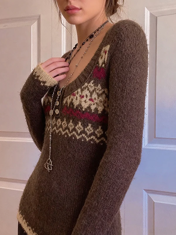 Retro Ethnic Patterns Sweaters - Image 3