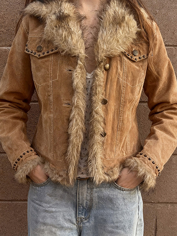 Retro Faux Fur Patchwork Jacket - Image 2