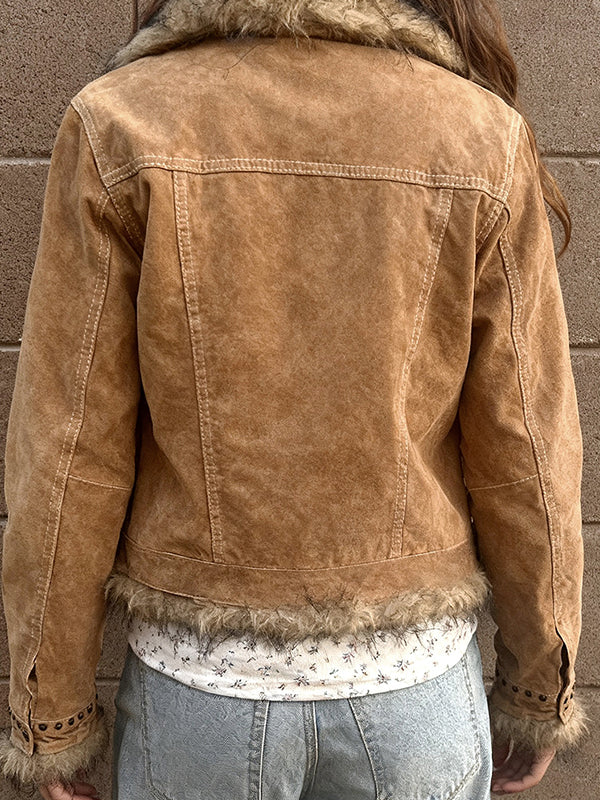 Retro Faux Fur Patchwork Jacket - Image 3