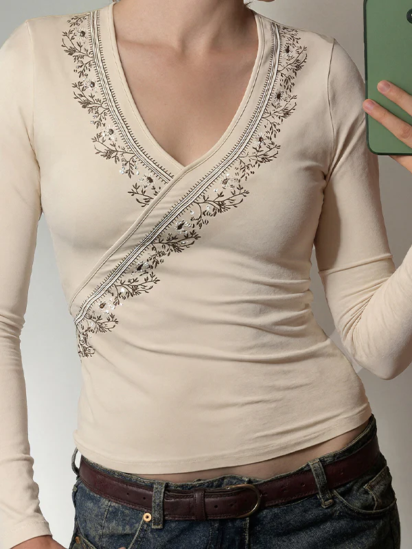 Retro Floral Print Long Sleeve - Image 3
