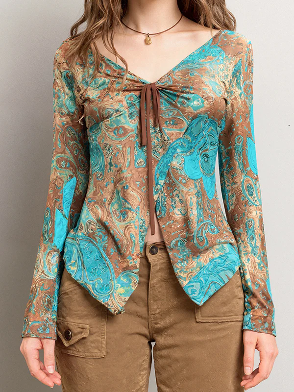 Retro Floral Print Long Sleeve - Image 2