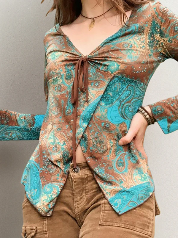 Retro Floral Print Long Sleeve - Image 3