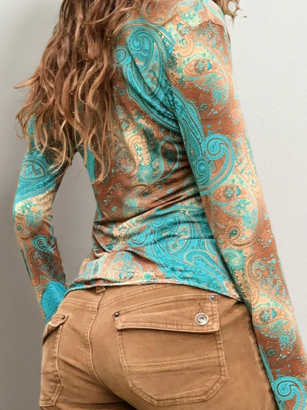 Retro Floral Print Long Sleeve - Image 4