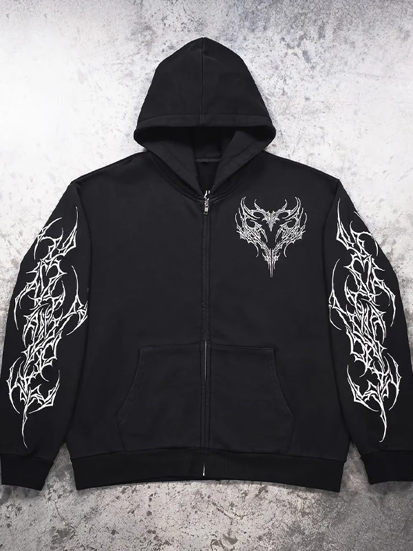 Retro Gothic Print Sweatshirts - Image 4