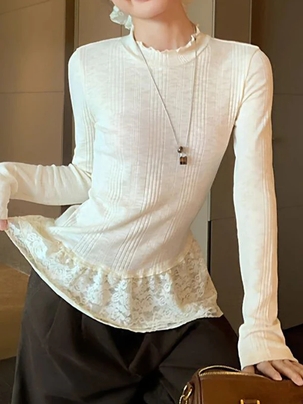 Retro Lace Splicing Long Sleeve - Image 2