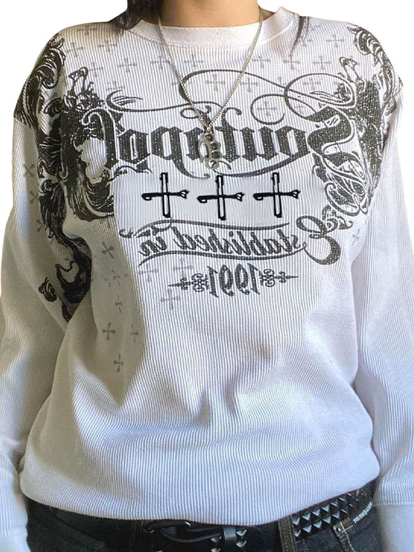 Retro Pattern Print Long Sleeve
