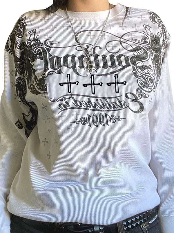 Retro Pattern Print Long Sleeve - Image 2