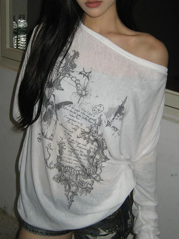 Retro Print  Oversized Long Sleeve - Image 2