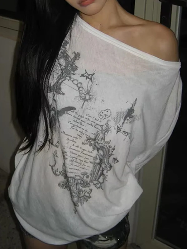 Retro Print  Oversized Long Sleeve - Image 3
