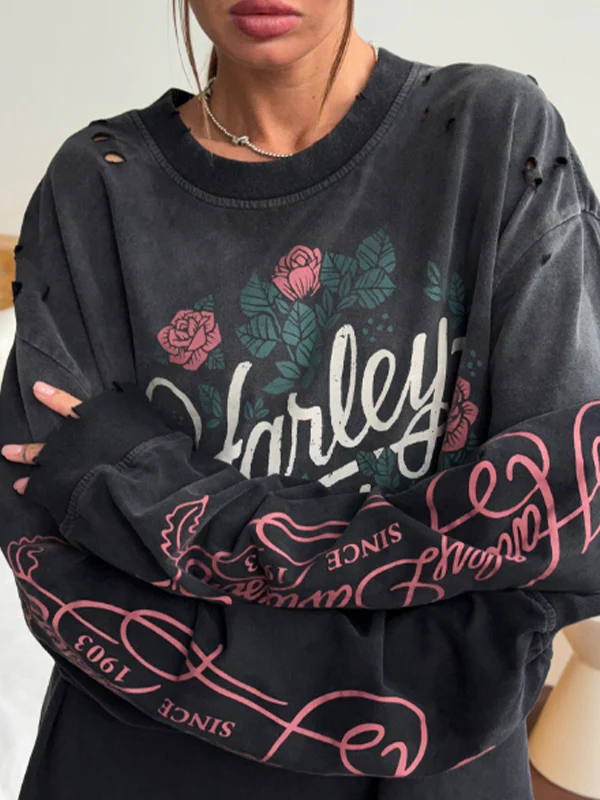 Retro-Printed Top Long Sleeve