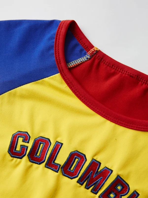 Retro Raglan Contrast Color Short Sleeve Cropped Top - Image 3