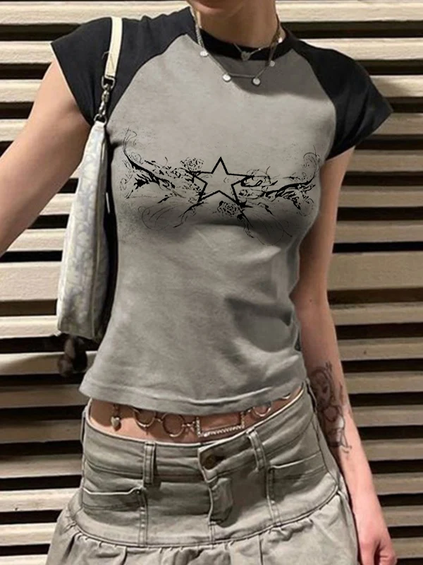 Retro Star Raglan Sleeve Cropped Top - Image 11