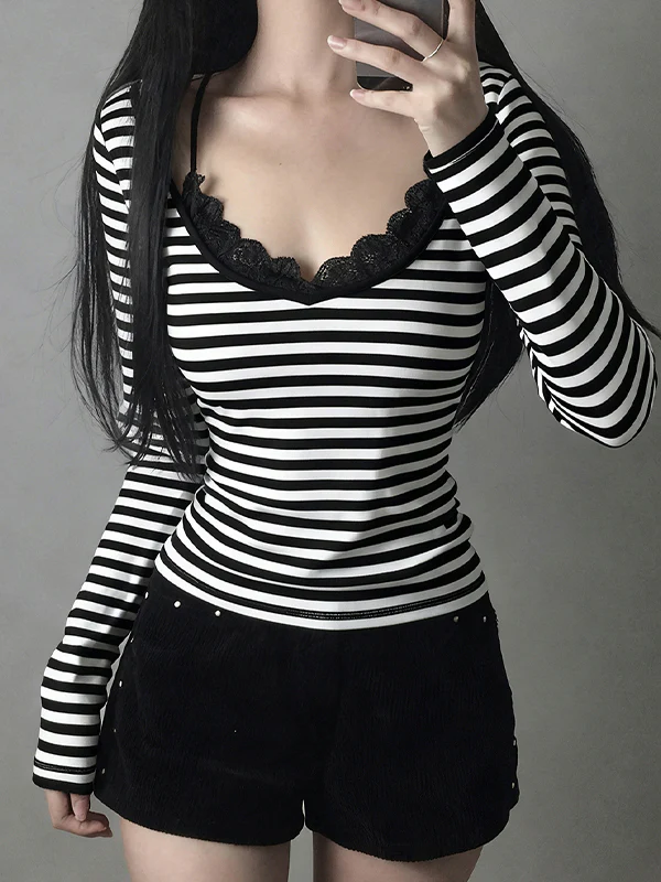 Retro Striped Print Long Sleeve - Image 2