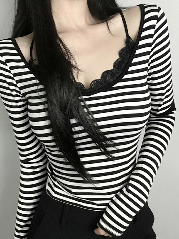 Retro Striped Print Long Sleeve - Image 3
